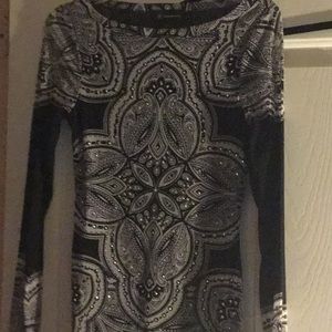 Long sheer sleeves silver studded INC top